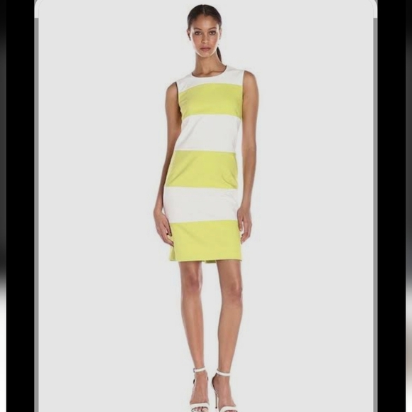 Anne Klein Dresses & Skirts - Ann Klein Green and White Color Block Striped Sleeveless Dress Fits M